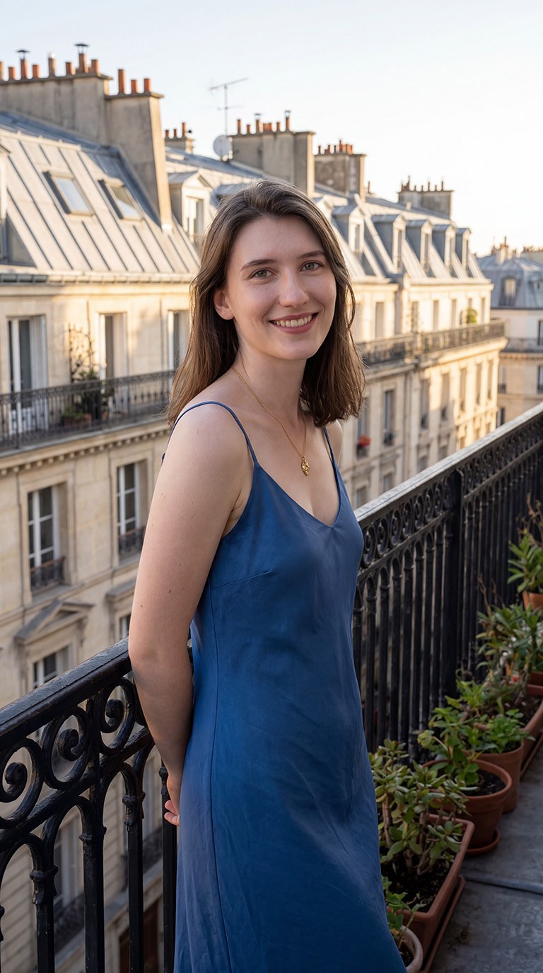 Léa Croisette on a Paris balcony